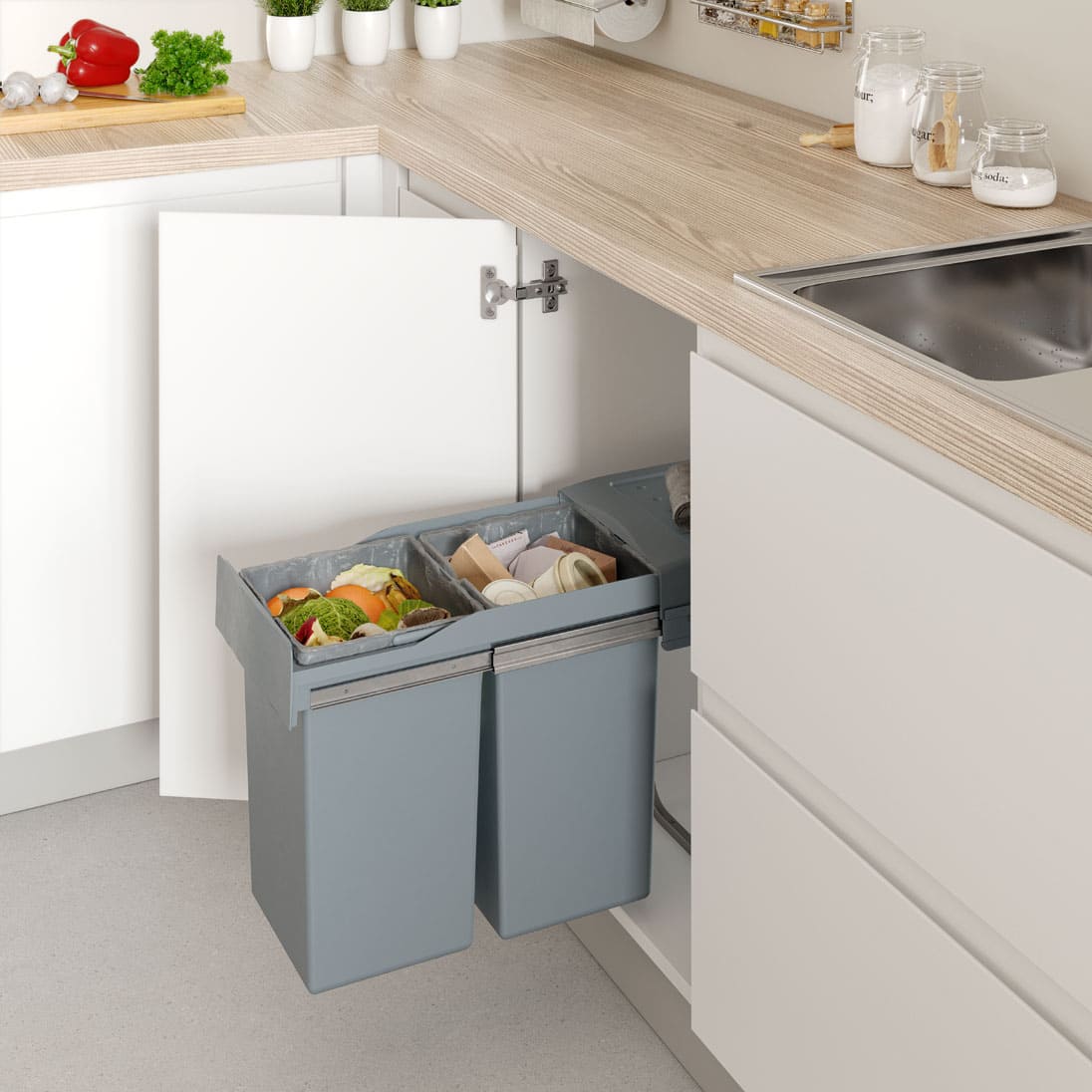 PULL OUT WASTE BINS 14L + 14L PULL OUT WASTE BINS 14L + 14L