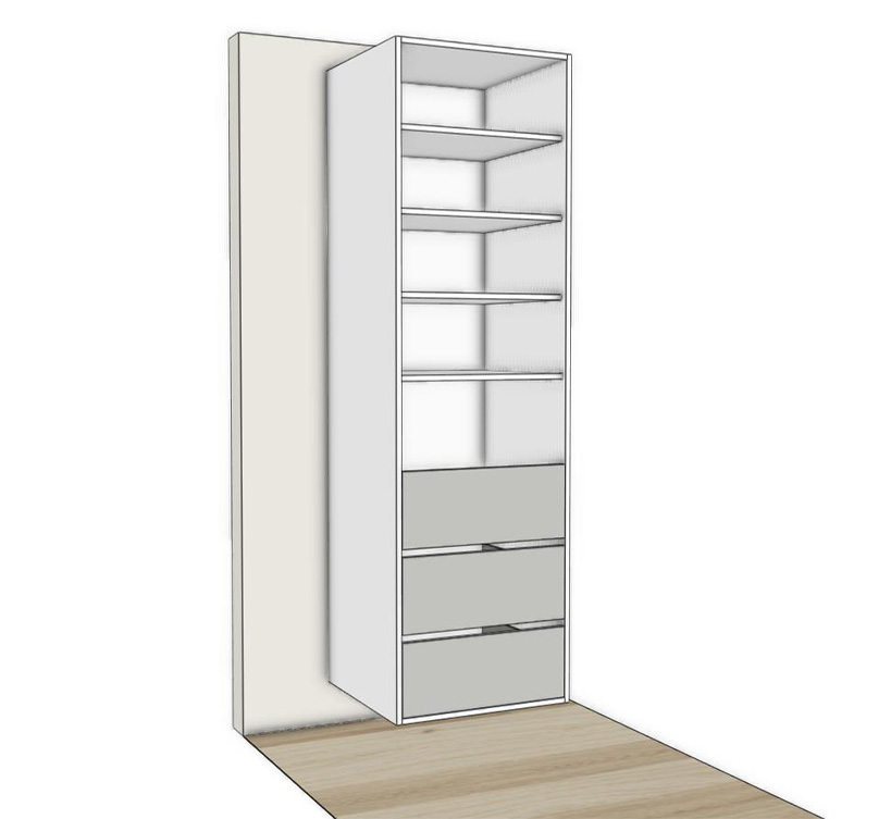 RCL Wardrobe Tower with Shelves and Drawer